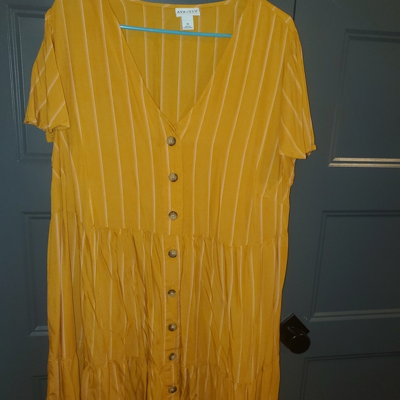 Ava & Viv Dresses & Skirts - Ava & Viv Mustard Yellow Striped Dress